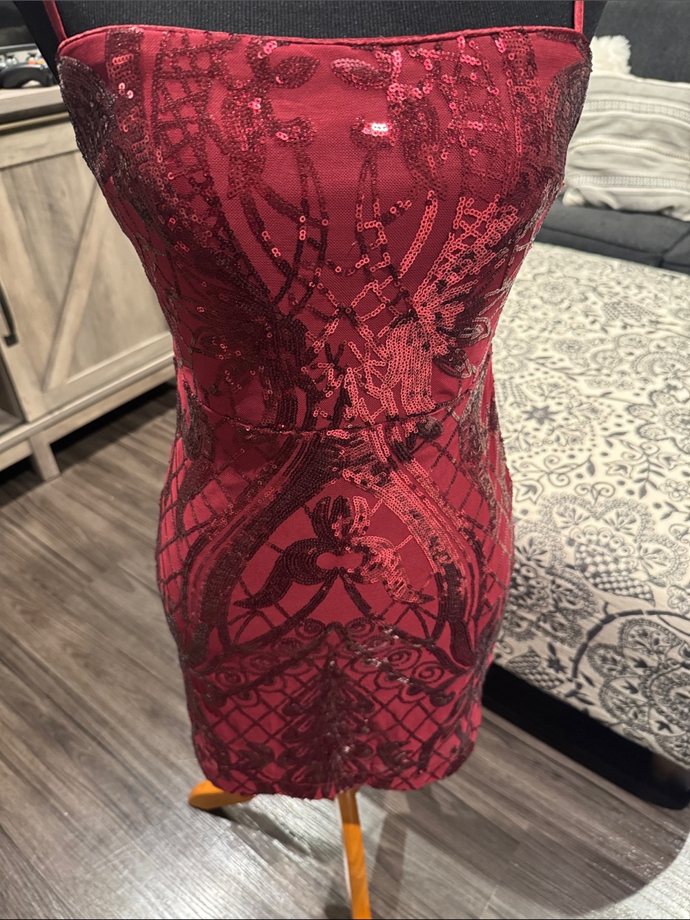 Lulu's Burgundy Sequin Mini Dress